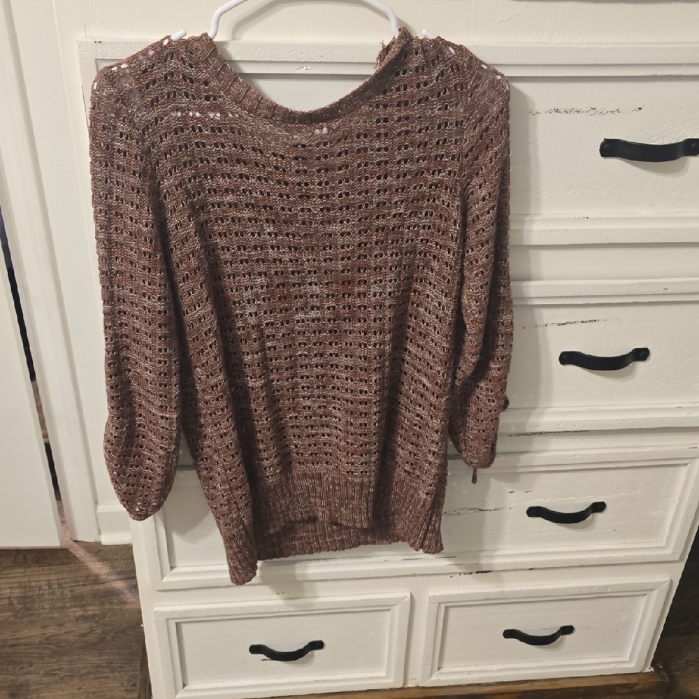 Maurices Textured Knit Scoop Neck Sweater in Brown